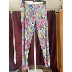 LuLaRoe TC Birthday Leggings 4 FOUR Unicorn Print Limited Edition Balloons